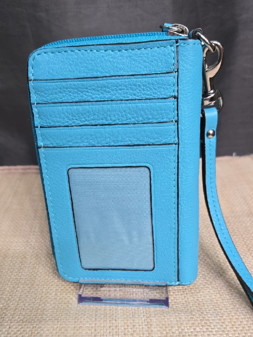 Like-New! Coach Bright Blue Leather Wristlet Wallet with Turn-Lock